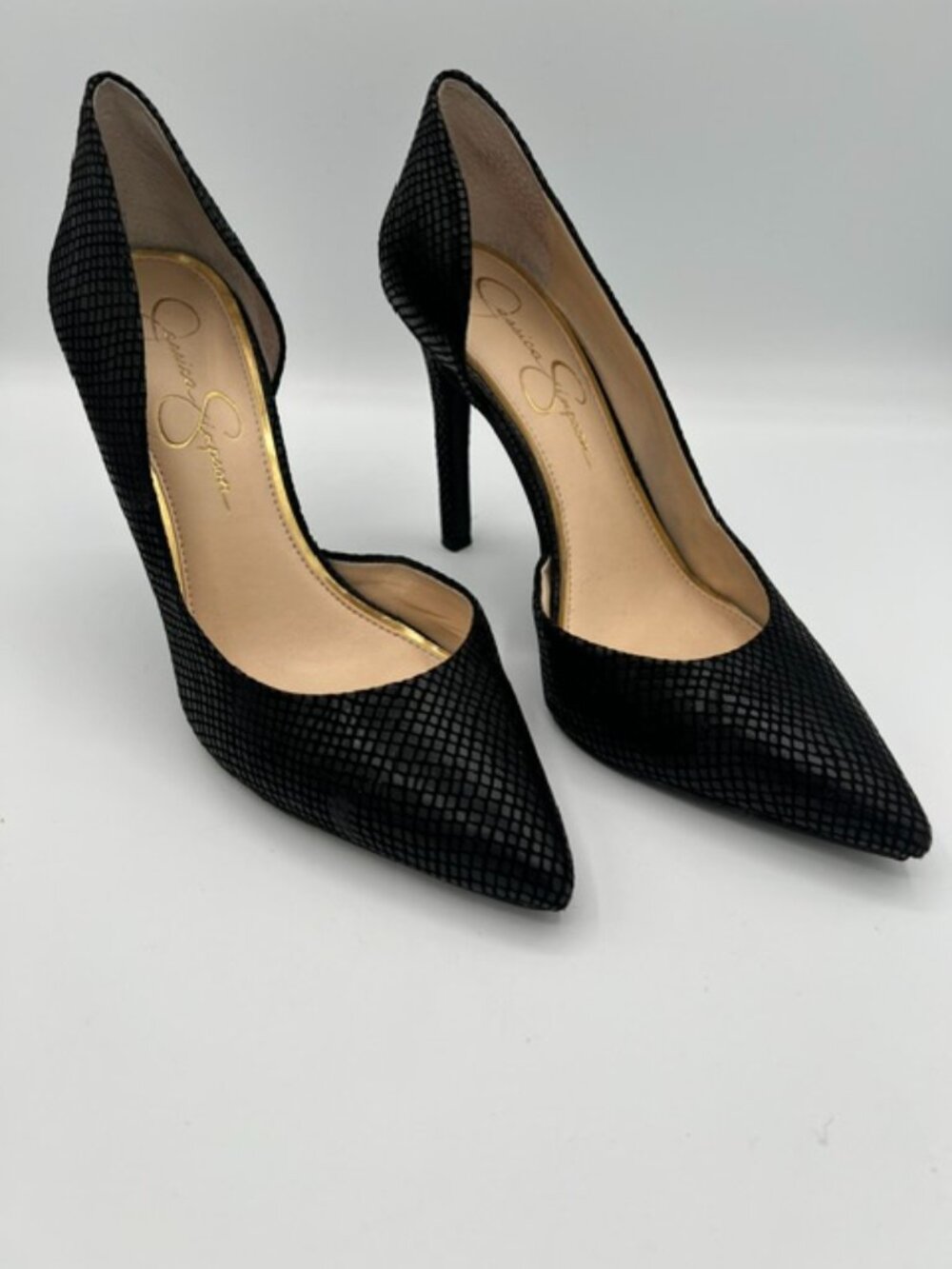 Jessica Simpson Black Textured D'Orsay Pumps Heels Size 8.5
